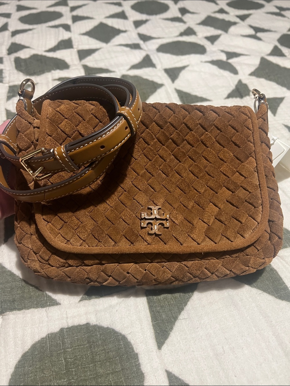 💥FINAL PRICE 💥Tory Burch Thea Woven Suede Crossbody Flap